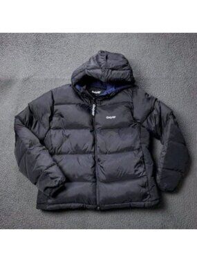 ONLY NY Puffer Down Jacket Mens M Medium Packable Snorkel Nylon Black